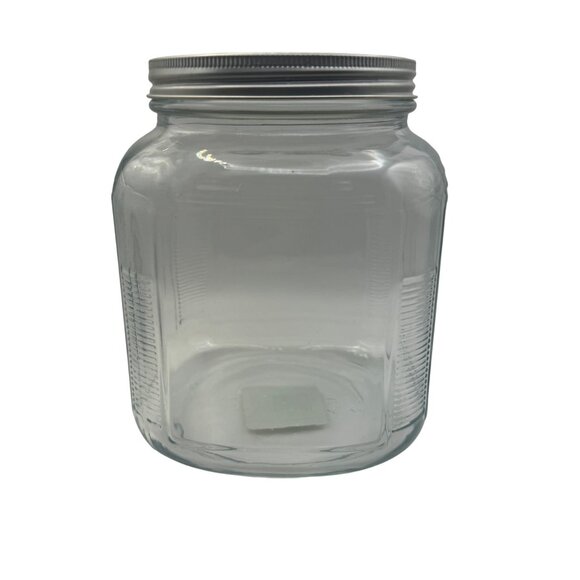 Anchor Hocking Clear Glass Storage Jar With Silver Lid 2 qt - Picture 1 of 5